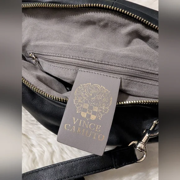 Vince Camuto Supple Soft Black Leather Cross Body Shoulder Bag - Picture 6 of 7